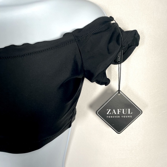Zaful Black Off the Shoulder Swim Bikini Top - Picture 2 of 4